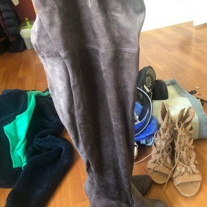 Grey Knee High Booties
